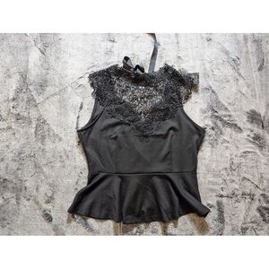 Iris Los Angeles Sweetheart With Lace Crop Top Women's Size XL Black